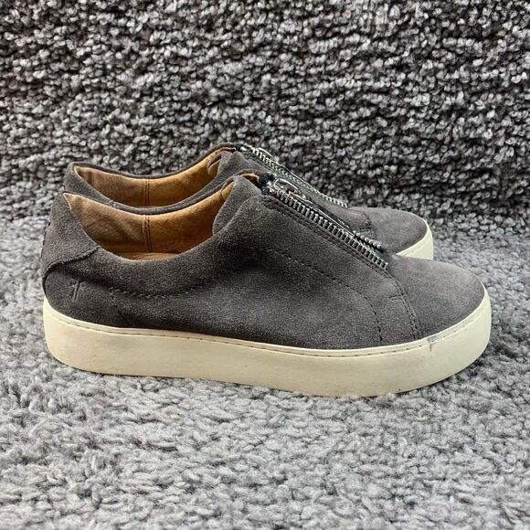 Frye Lena Zip Low Sneaker Shoes Women's Size 6 M Gray Suede - Picture 3 of 8